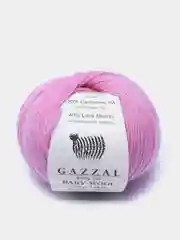 Розовый пряжа Gazzal Baby Wool 20%Кашемир 40%Мериносовая шерсть 40%Акрил 50г 175м Газзал беби вул