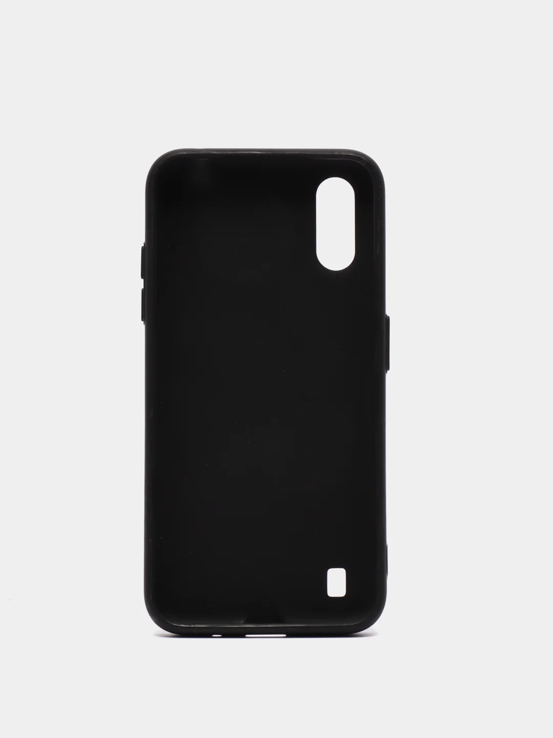 Черный чехол для Samsung A01 (Самсунг A01) матовый с защитой камеры