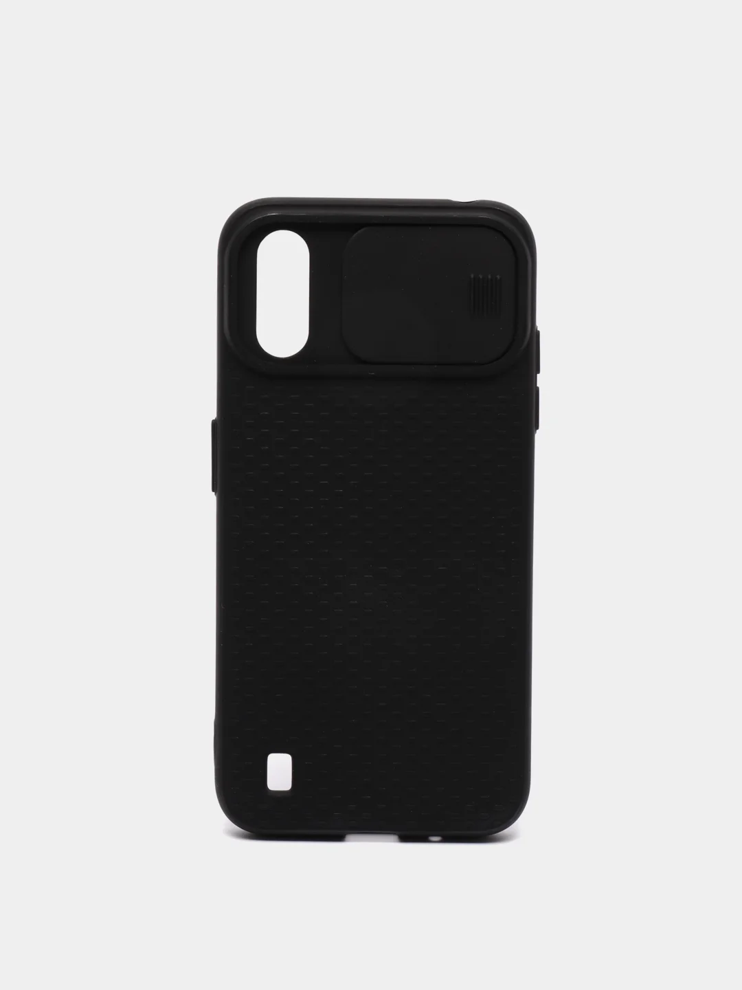 Черный чехол для Samsung A01 (Самсунг A01) матовый с защитой камеры