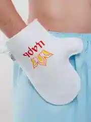 Оранжевый рукавица для бани с вышивкой