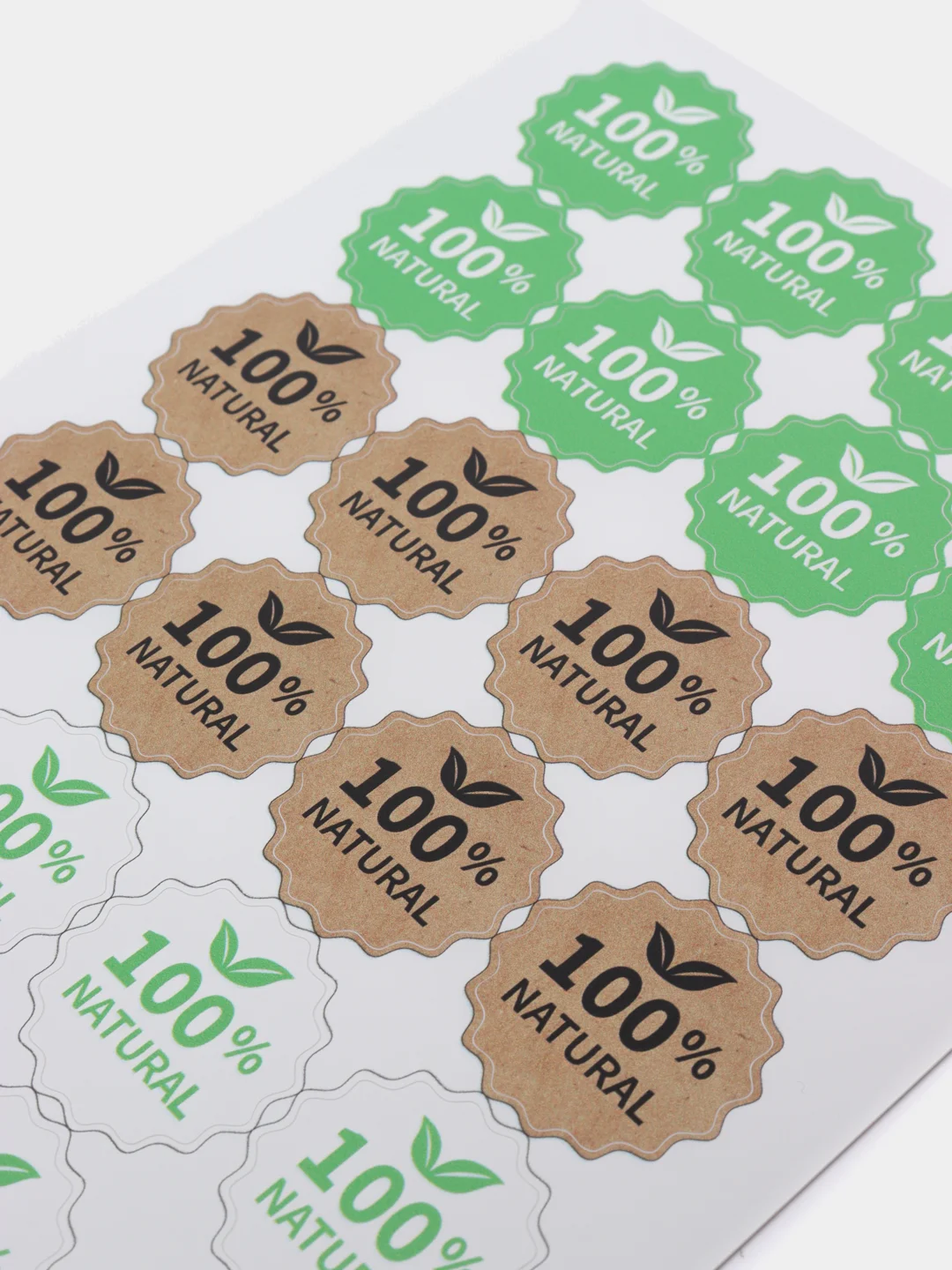 Наклейки "100% NATURAL" для упаковки товаров, круг 3 см, пленка - 96 шт