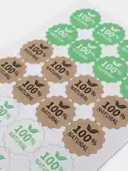 Наклейки "100% NATURAL" для упаковки товаров, круг 3 см, пленка - 96 шт