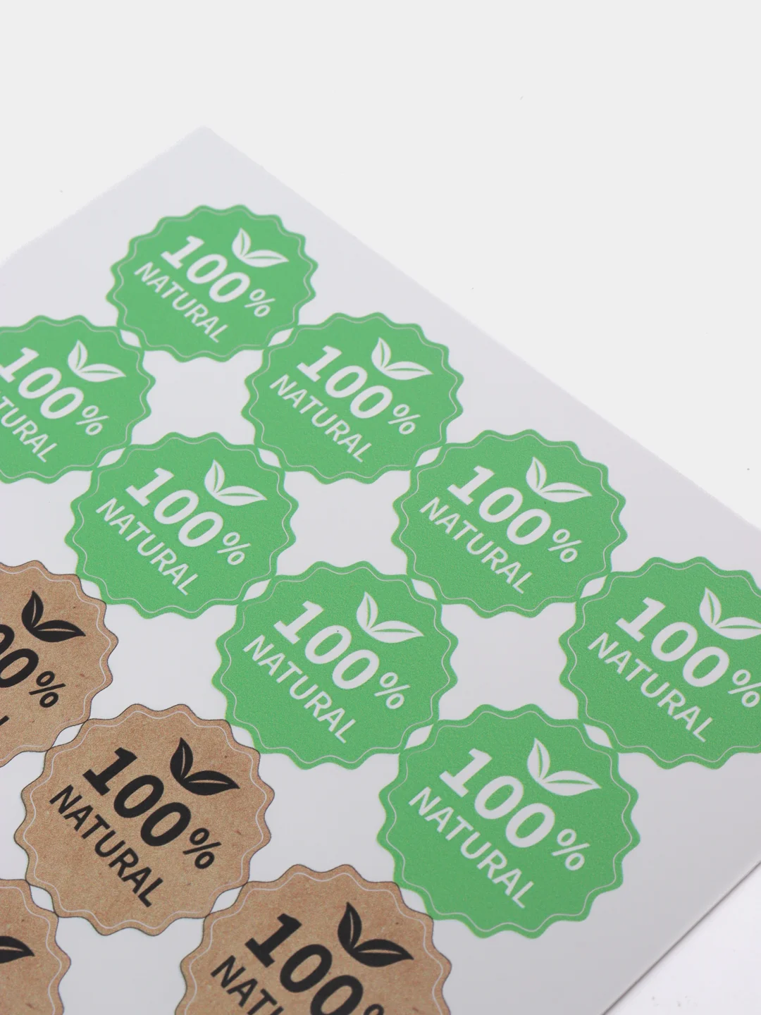 Наклейки "100% NATURAL" для упаковки товаров, круг 3 см, пленка - 96 шт