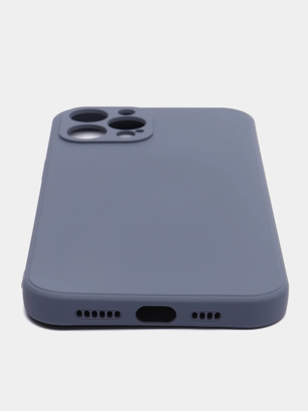 Синий меланж чехол силиконовый с защитой камеры для Apple iPhone 12 Pro Max с бархатной подкладкой