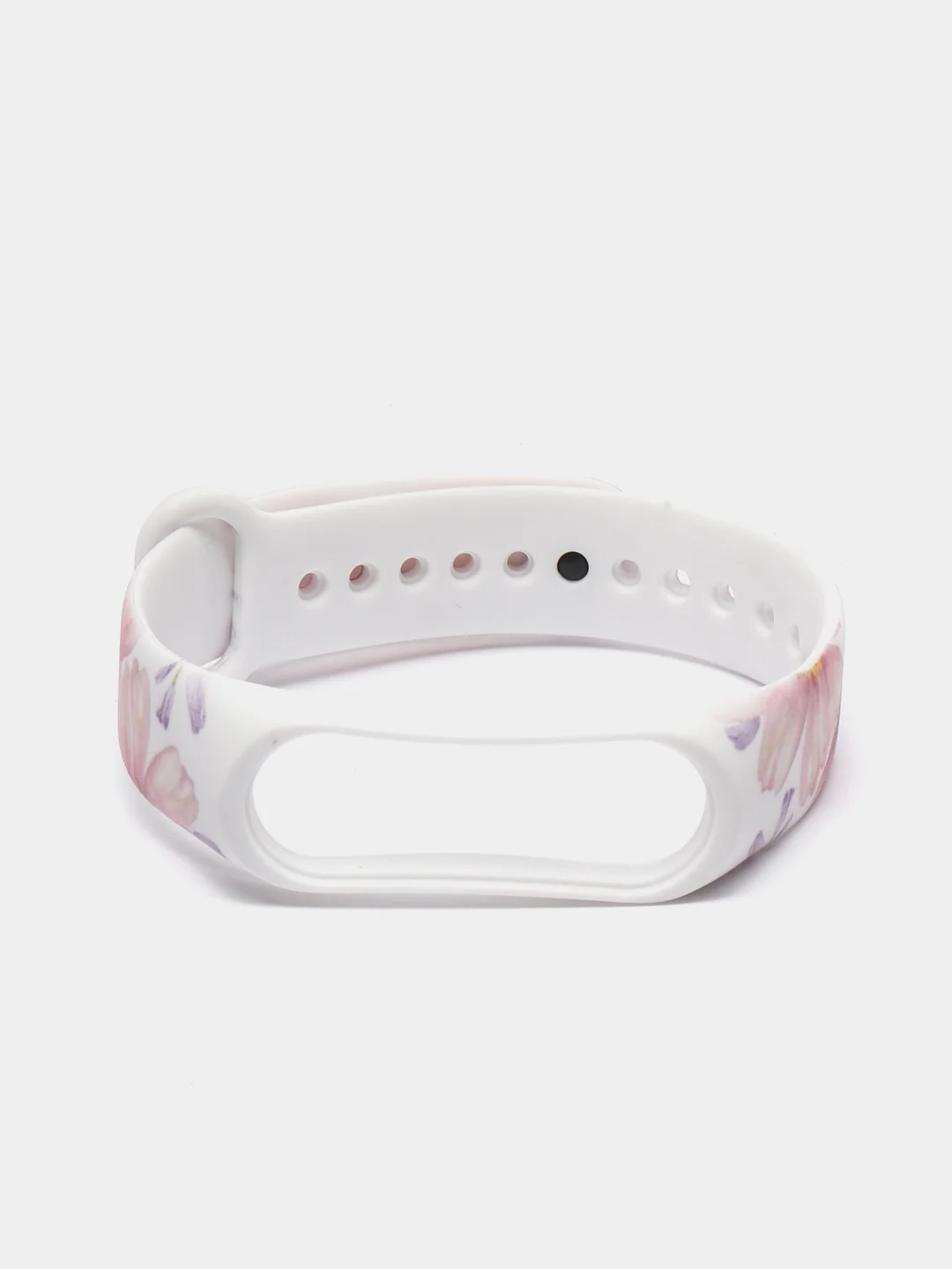 Розовый силиконовый ремешок для Xiaomi mi band 3 / 4 / 5 / 6 / 7 принты с цветами