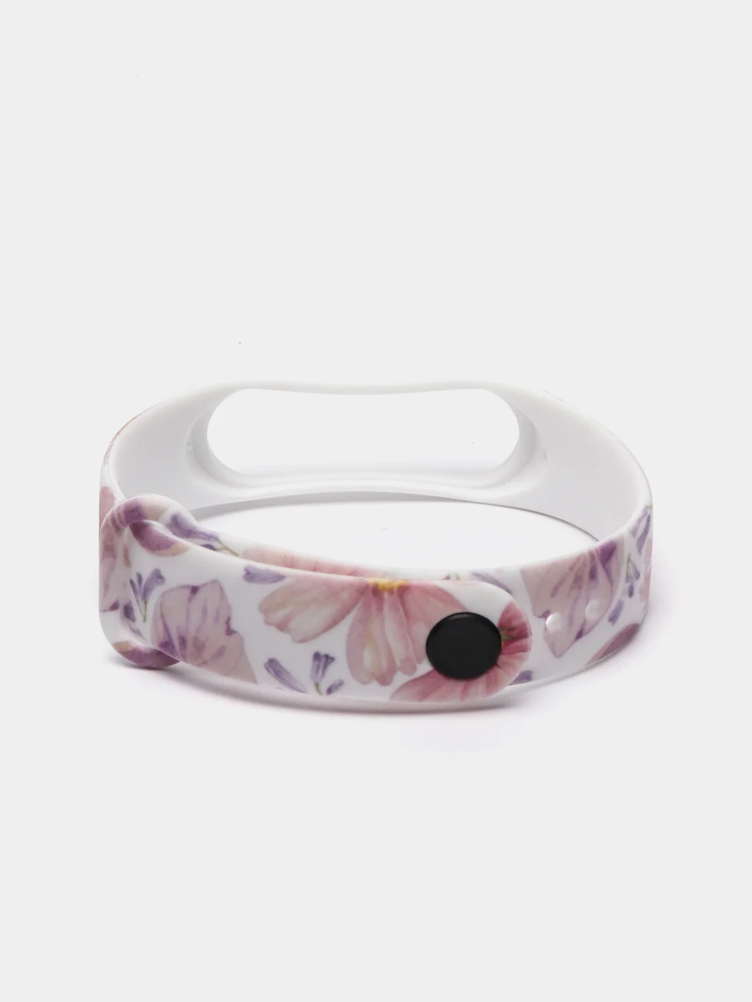 Розовый силиконовый ремешок для Xiaomi mi band 3 / 4 / 5 / 6 / 7 принты с цветами