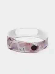 Розовый силиконовый ремешок для Xiaomi mi band 3 / 4 / 5 / 6 / 7 принты с цветами