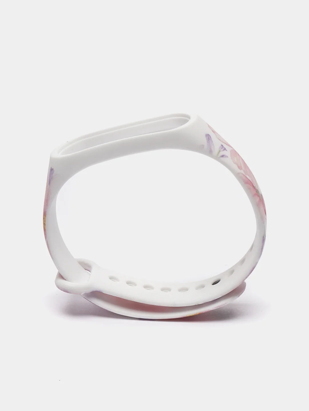 Розовый силиконовый ремешок для Xiaomi mi band 3 / 4 / 5 / 6 / 7 принты с цветами