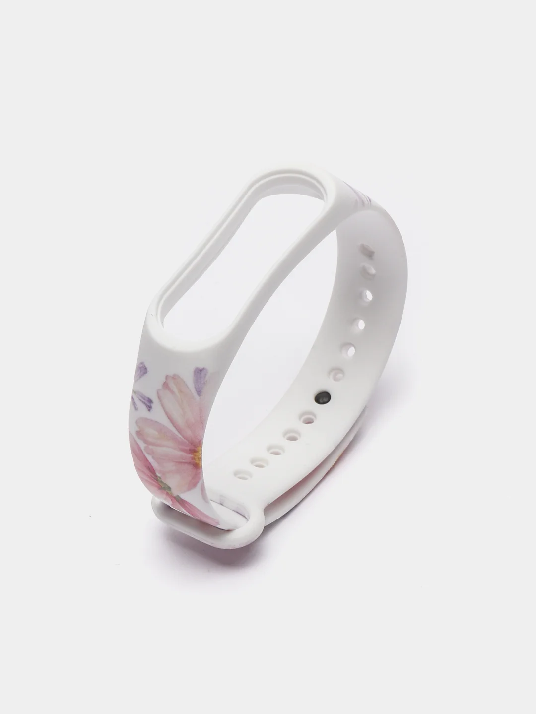 Розовый силиконовый ремешок для Xiaomi mi band 3 / 4 / 5 / 6 / 7 принты с цветами