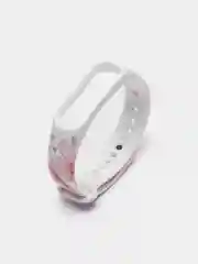 Розовый силиконовый ремешок для Xiaomi mi band 3 / 4 / 5 / 6 / 7 принты с цветами