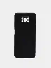 Черный чехол Xiaomi Poco X3 NFC, Poco X3 Pro силиконовый с защитой камеры и бархатной подкладкой