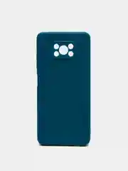 Синий меланж чехол Xiaomi Poco X3 NFC, Poco X3 Pro силиконовый с защитой камеры и бархатной подкладкой