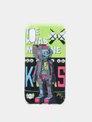 Салатовый светящийся чехол-накладка LUXO для iPhone XS с флуоресцентным рисунком KAWS