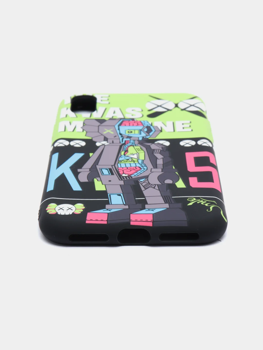 Салатовый светящийся чехол-накладка LUXO для iPhone XS с флуоресцентным рисунком KAWS