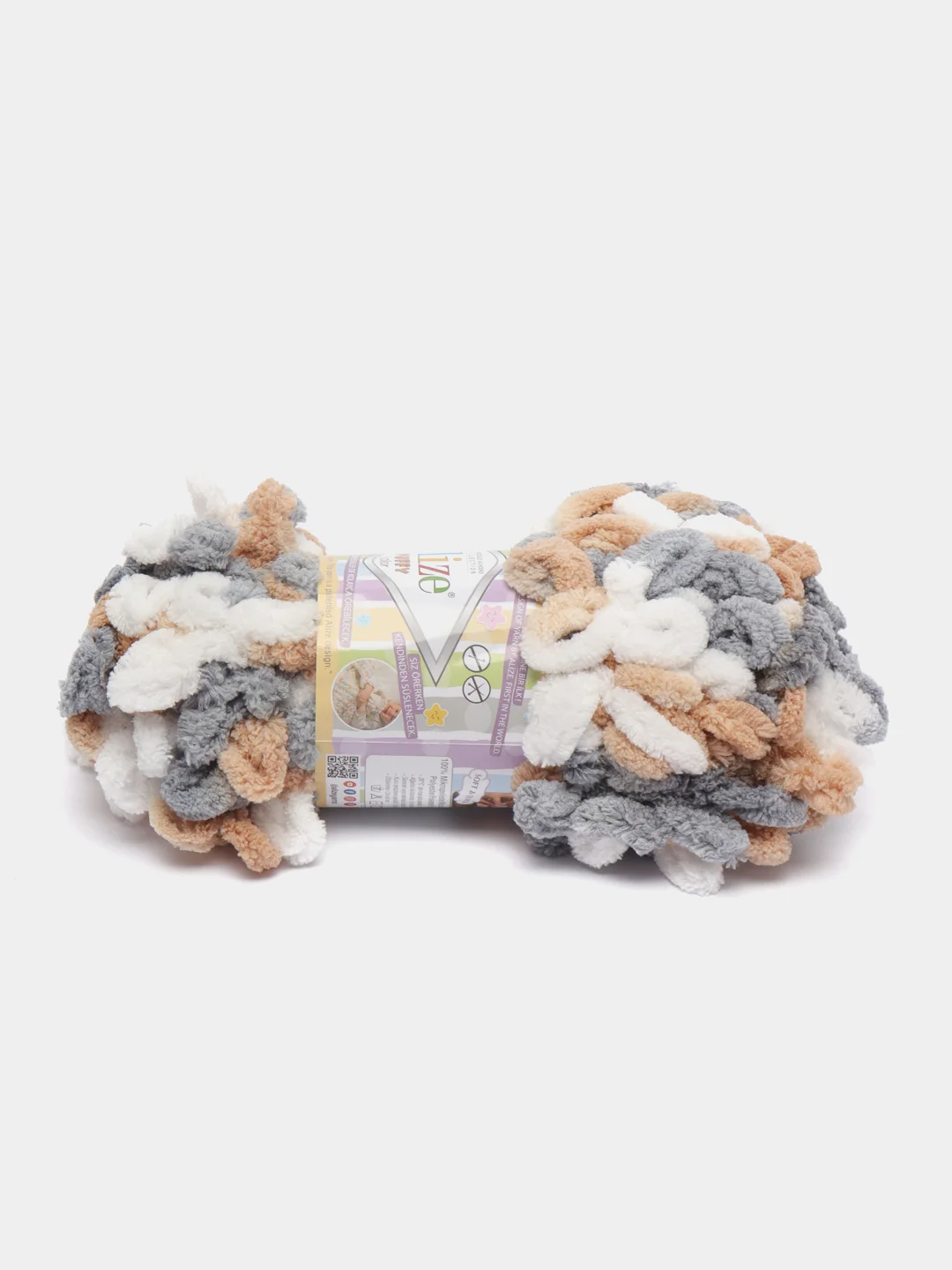 Карамельный пряжа Alize Puffy Color, петельки большие, 100 г, 9 м