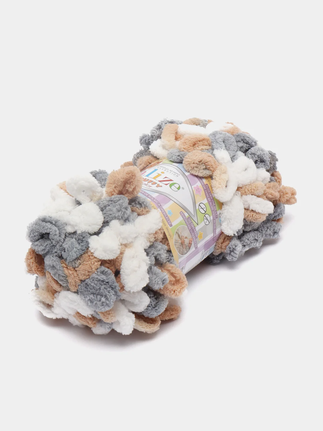Карамельный пряжа Alize Puffy Color, петельки большие, 100 г, 9 м