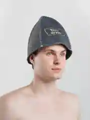 Угольный шапка бани и сауны,  с вышивкой