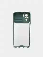Тёмно-зелёный чехол для XIAOMI POCO M5S / Redmi NOTE 10  / NOTE 10S с задвижным окном для защиты камеры