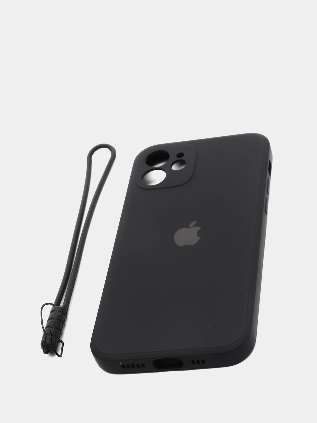 Черный чехол для iPhone 12 с защитным стеклом в комплекте