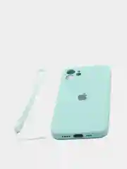 Мятный чехол для iPhone 12 с защитным стеклом в комплекте