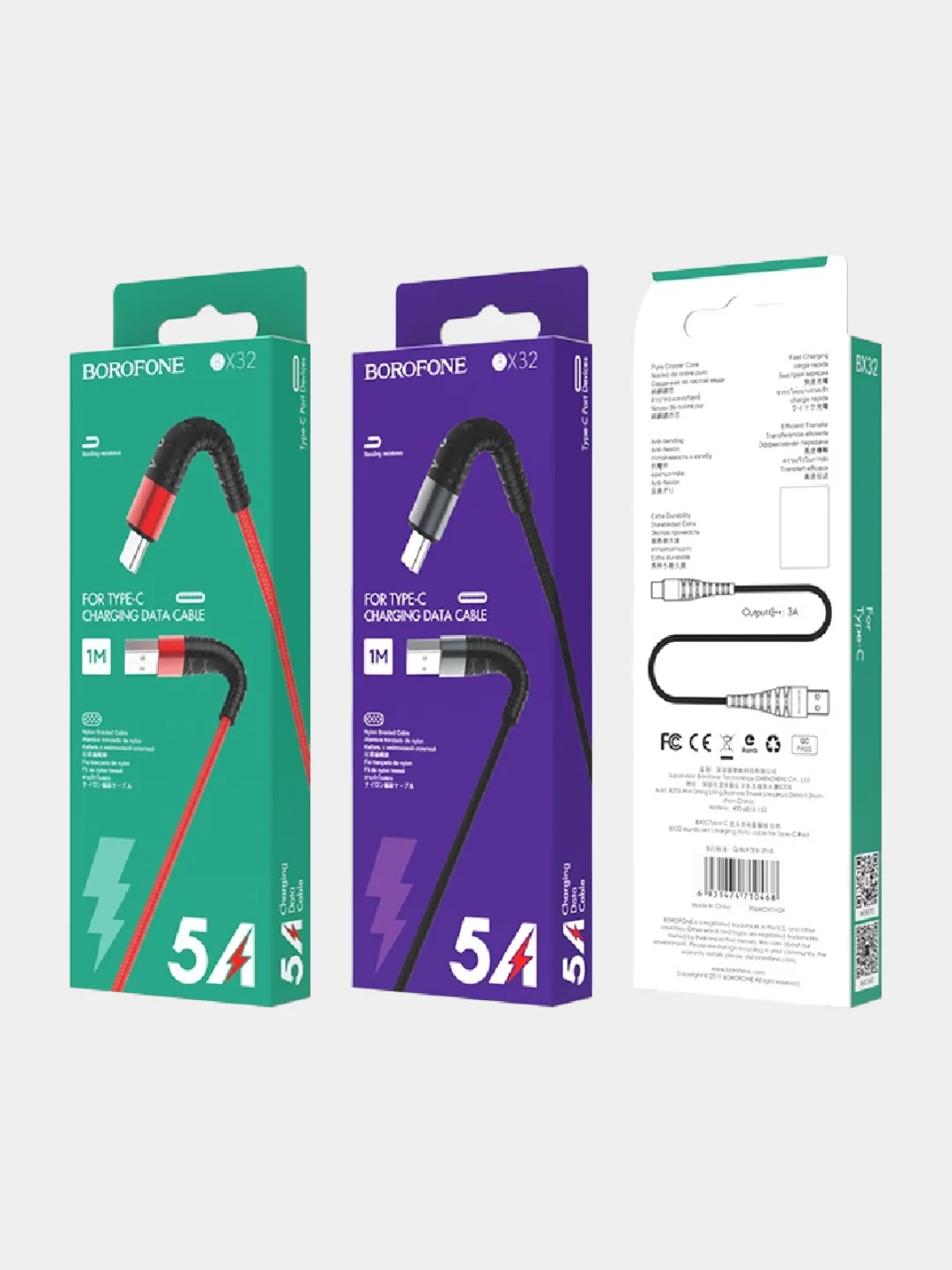 Красный кабель для зарядки micro-USB / Type-C Borofone BX32