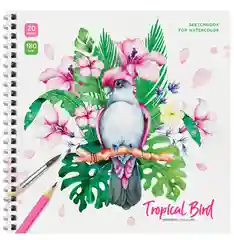 Розовый скетчбук для акварели Tropical Bird, 20 листов, 190*190