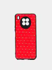 Красный чехол силиконовый Honor 50 Lite, Huawei Nova 8i, под кожу, со стразами и блестками