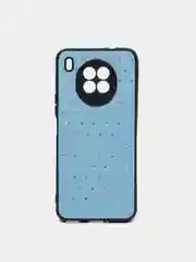 Небесно-голубой чехол силиконовый Honor 50 Lite, Huawei Nova 8i, под кожу, со стразами и блестками