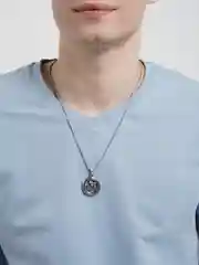 Белый цепочка мужская на шею, с подвеской