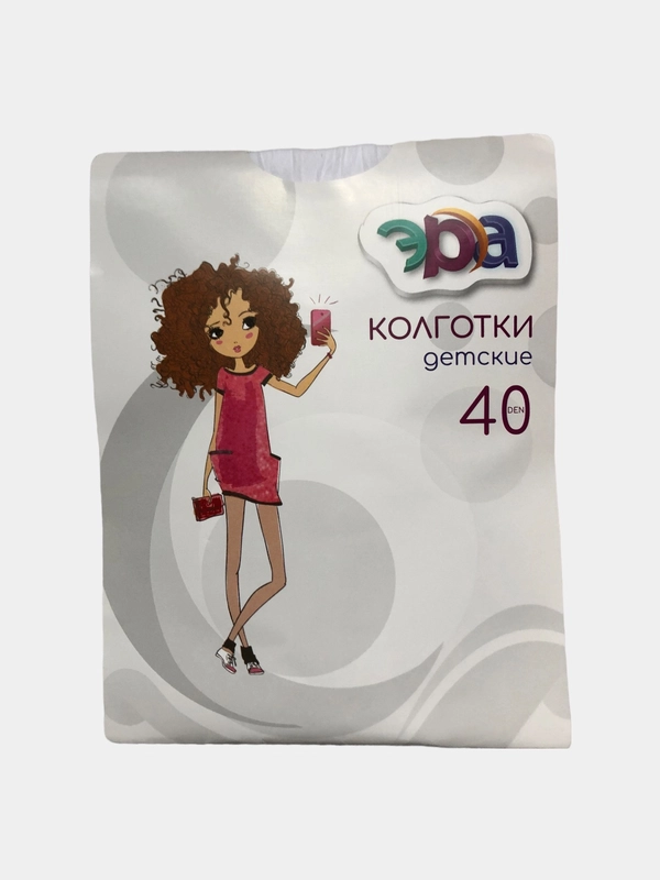 Детские капроновые колготки "Эра", для девочки, белые в крапинку, 40 DEN