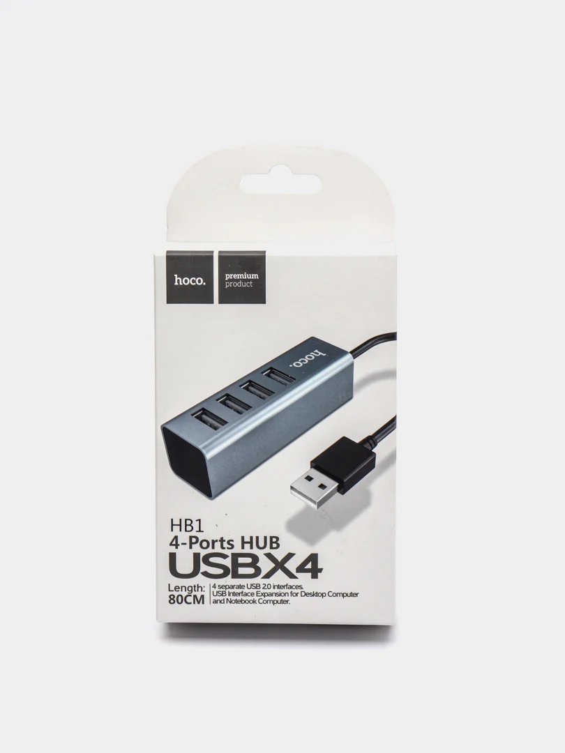 USB HUB на 4 порта  Hoco HB1, серый