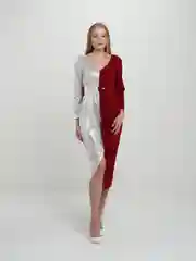 Алый платье женское, с V-образным вырезом
