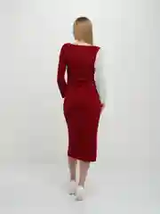 Алый платье женское, с V-образным вырезом