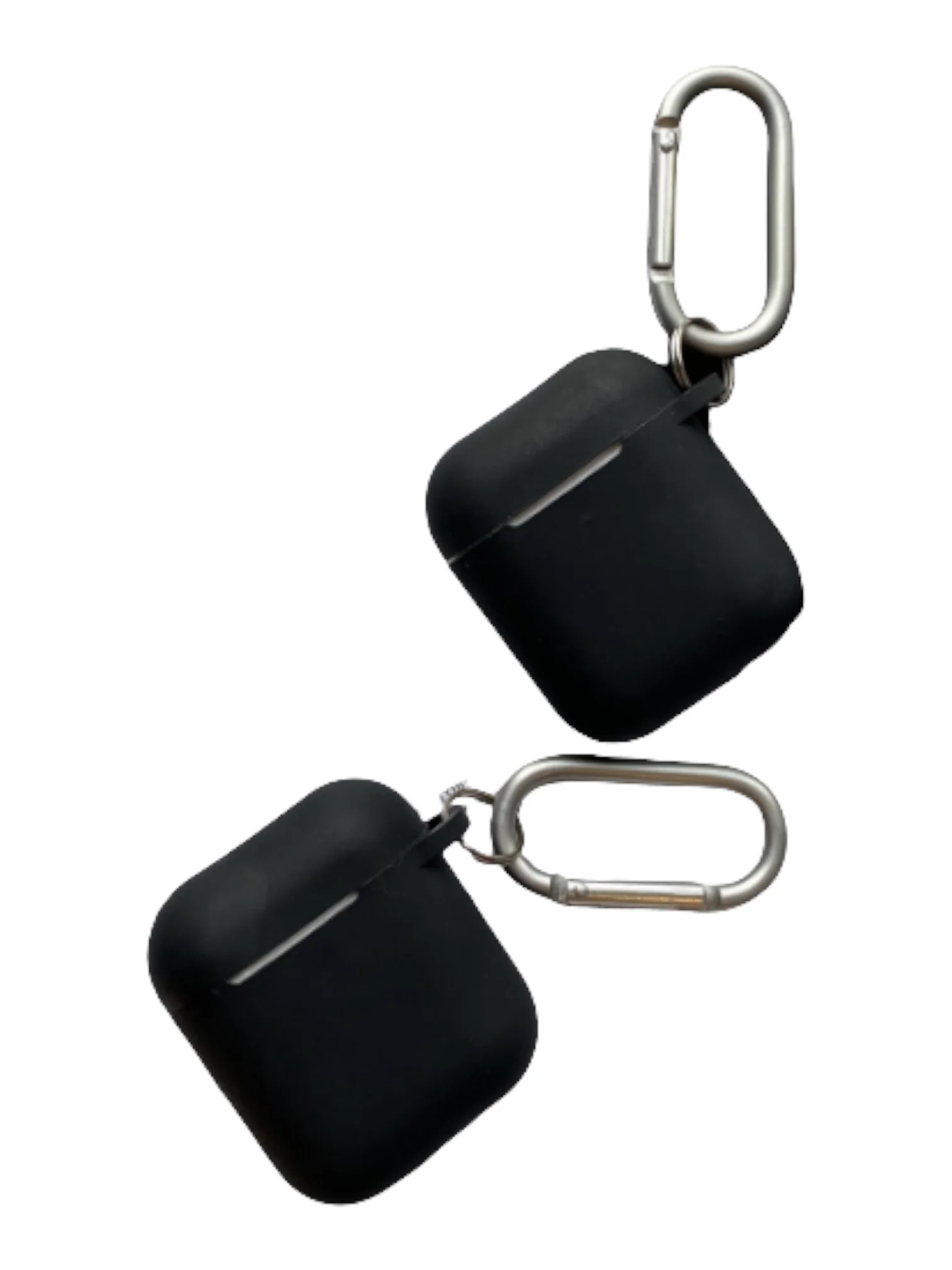 Черный чехол на AirPods 1/2 с карабином (Эирподс 1 и Эирподс 2)