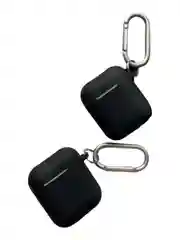 Черный чехол на AirPods 1/2 с карабином (Эирподс 1 и Эирподс 2)