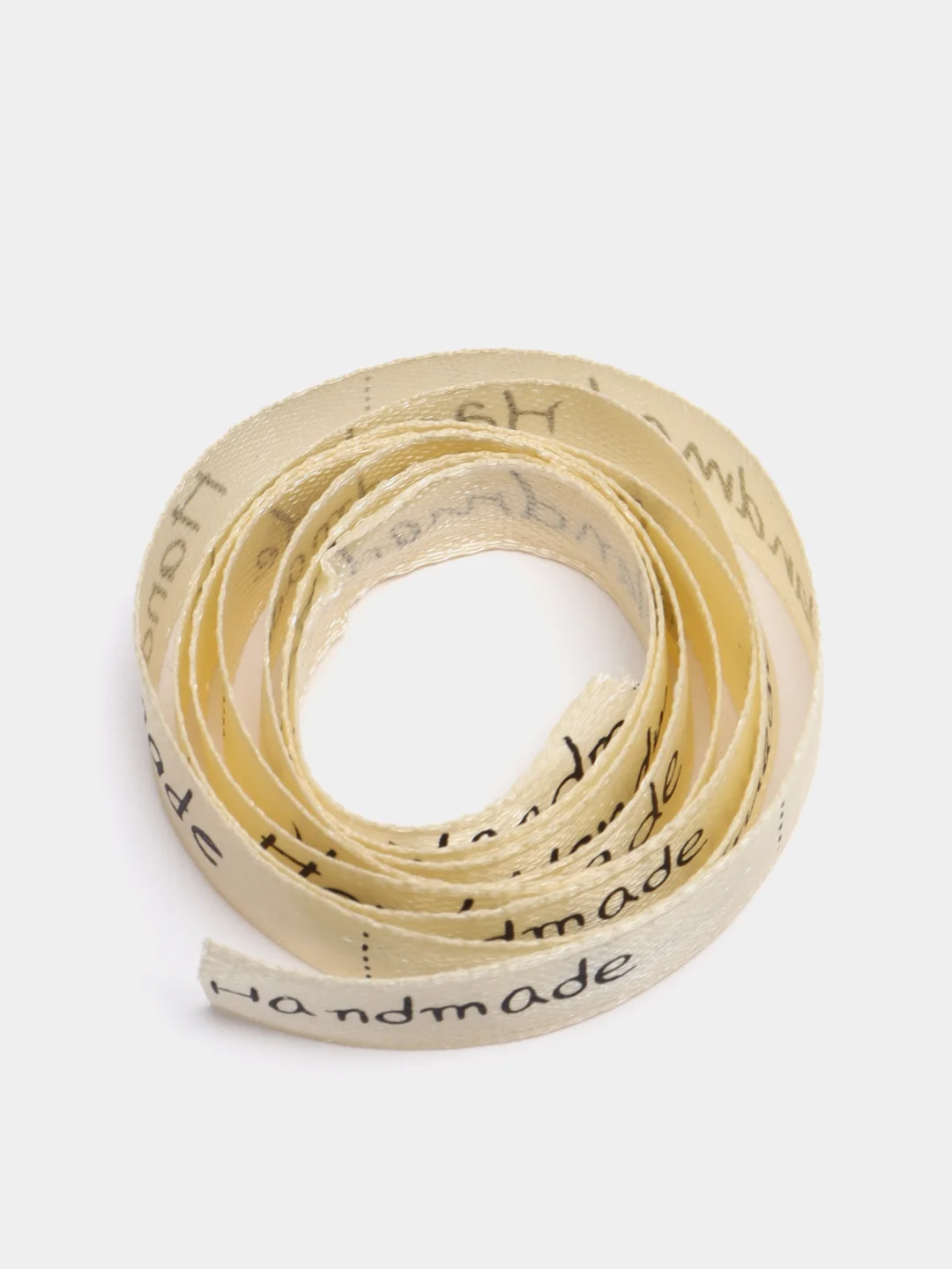 Лента атласная "Hand made", молочная, ширина 9 мм