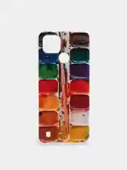 Бордовый силиконовый чехол на Oppo Realme C21/Реалми С21 прозрачный, с рисунком, защита камеры