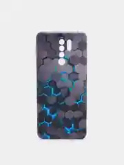Бирюзовый силиконовый чехол на Xiaomi Redmi 9 / Сяоми Редми 9 прозрачный, с рисунком, защита камеры