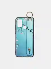 Голубой силиконовый чехол Honor 9A, с кольцом и ремешком