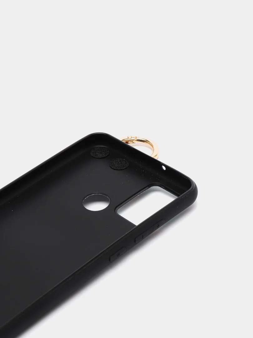 Бирюзовый силиконовый чехол Honor 9A, с кольцом и ремешком