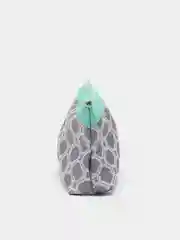 Косметичка полиэстер/ПВХ серо-мятная 21*7*15см