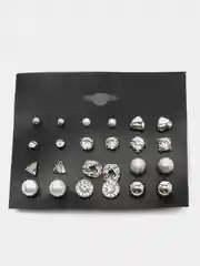 Серебряный сережки женские. Набор сережек-гвоздиков 6,9,12 пар