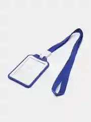 Синий бейдж пластиковый, вертикальный