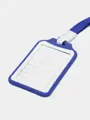 Синий бейдж пластиковый, вертикальный