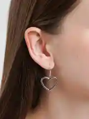 Серебряный серьги-подвески в виде контура сердца, 2 цвета
