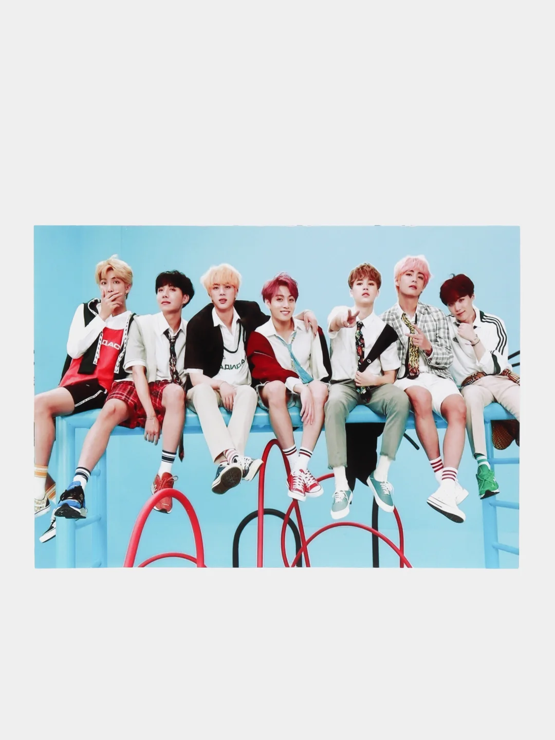 Розовый конверт подарочный для денег с фото открыткой k-pop "BTS"