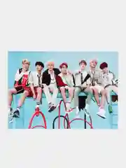 Розовый конверт подарочный для денег с фото открыткой k-pop "BTS"