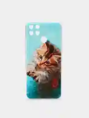 Светло-коричневый силиконовый чехол на Oppo Realme C25/C25s / Оппо Реалми С25/C25s прозрачный, с рисунком
