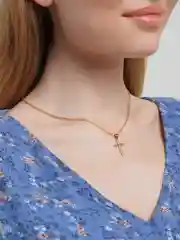 Золотой крест на цепочке, колье с подвеской-кулоном, 2 цвета