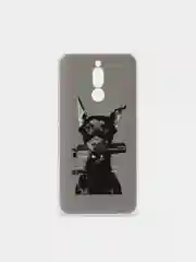 Серый силиконовый чехол на Xiaomi Redmi 8 / Сяоми Редми 8 прозрачный, с рисунком, защита камеры